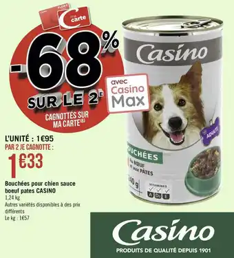 Géant Casino Casino bouchées pour chien sauce boeuf pates offre