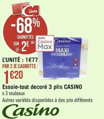 Géant Casino Casino essuie-tout decoré 3 plis offre