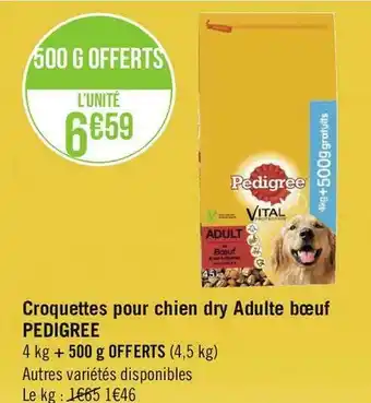 Géant Casino Pedigree croquettes pour chien dry adulte bœuf offre