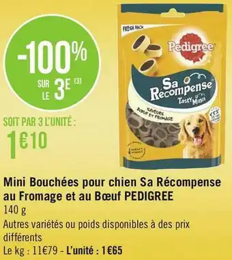 Géant Casino Pedigree mini bouchées pour chien sa récompense au fromage et au bœuf offre