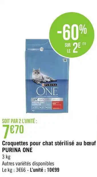 Géant Casino Purina one croquettes pour chat stérilisé au bœuf offre