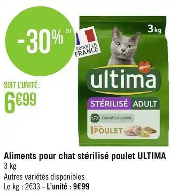 Géant Casino Ultima aliments pour chat stérilisé poulet offre