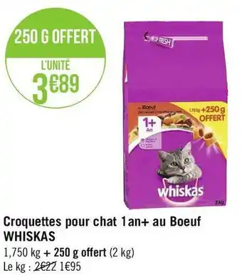 Whiskas croquettes pour chat 1an+ au boeuf