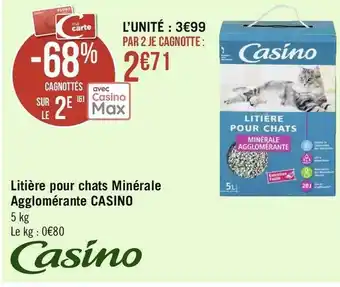 Géant Casino Casino litière pour chats minérale agglomérante offre