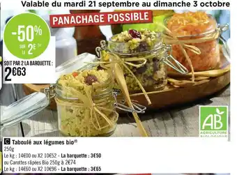 Géant Casino Taboulé aux légumes bio offre