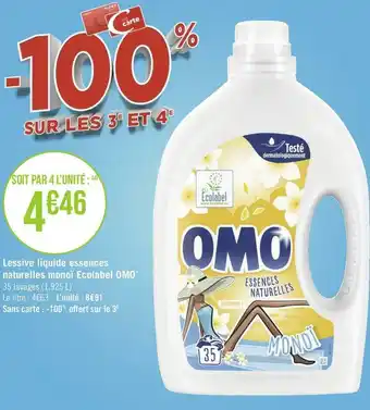 Géant Casino Omo lessive liquide essences naturelles monoï ecolabel offre