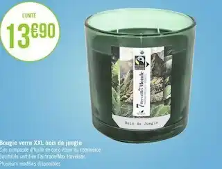 Géant Casino Bougie verre xxl bois de jungle offre