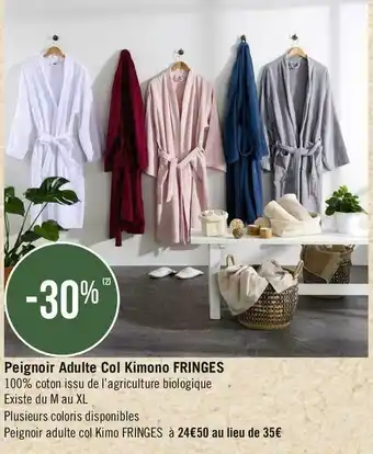 Promo Sincere bon plan sur un peignoir adulte col kimono fringes de la marque sincere chez Geant Casino