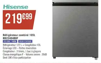 Géant Casino Hisense réfrigérateur combiné 165l rb224d4bdf offre