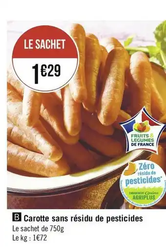 Géant Casino Carotte sans résidu de pesticides offre