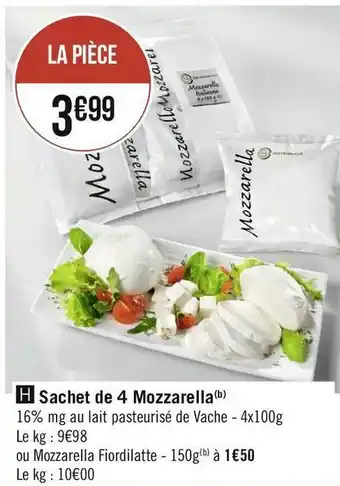 Géant Casino Sachet de 4 mozzarella offre
