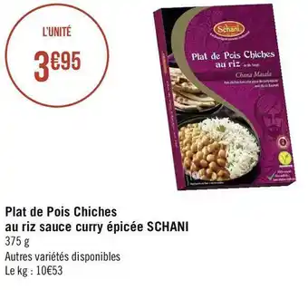 Géant Casino Schani plat de pois chiches au riz sauce curry épicée offre
