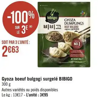 Géant Casino Bibigo gyoza boeuf bulgogi surgelé offre
