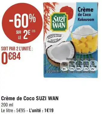 Géant Casino Suzi wan crème de coco offre