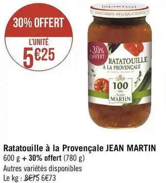 Géant Casino Jean martin ratatouille à la provençale offre