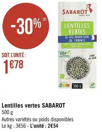 Sabarot lentilles vertes