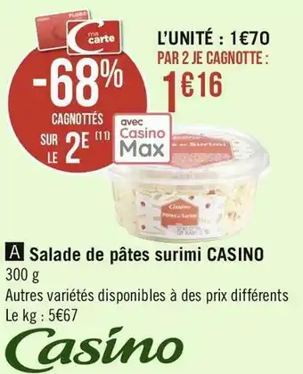 Géant Casino Casino salade de pâtes surimi offre