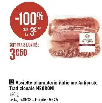Negroni assiette charcuterie italienne antipasto tradizionale