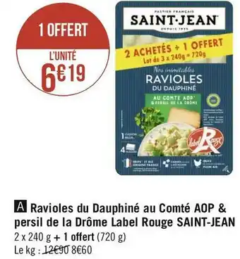 Géant Casino Saint-jean ravioles du dauphiné au comté aop & persil de la drôme label rouge offre