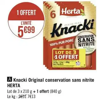 Géant Casino Herta knacki original conservation sans nitrite offre