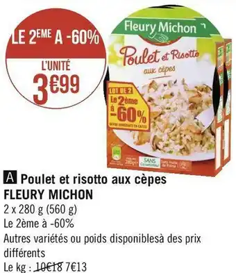 Géant Casino Fleury michon poulet et risotto aux cèpes offre