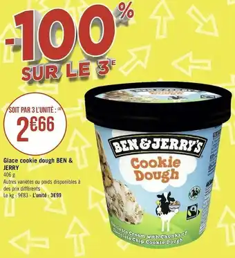 Géant Casino Ben & jerry glace cookie dough offre