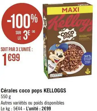 Géant Casino Kelloggs cérales coco pops offre
