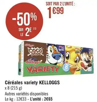 Géant Casino Kelloggs céréales variety offre