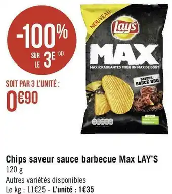 Géant Casino Lay’s chips saveur sauce barbecue max offre