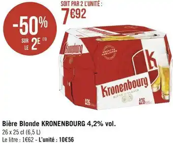 Géant Casino Kronenbourg bière blonde 4,2% vol. offre