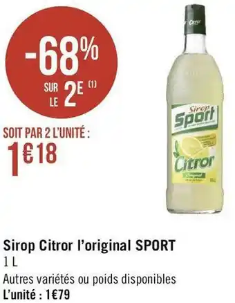 Géant Casino Sport sirop citror l’original offre