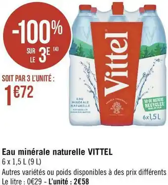 Géant Casino Vittel eau minérale naturelle offre