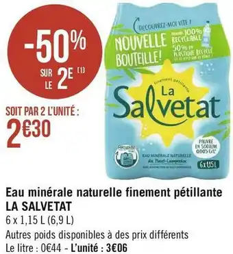 Géant Casino La salvetat eau minérale naturelle finement pétillante offre