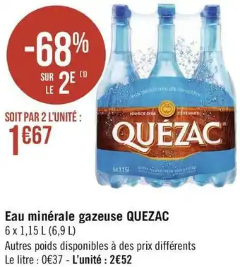 Géant Casino Quezac eau minérale gazeuse offre