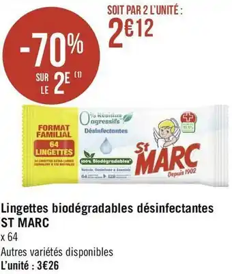 Géant Casino St marc lingettes biodégradables désinfectantes offre