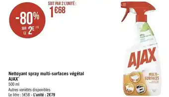 Géant Casino Ajax nettoyant spray multi-surfaces végétal offre