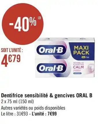 Géant Casino Oral b dentifrice blancheur et glamour 3d white luxe offre