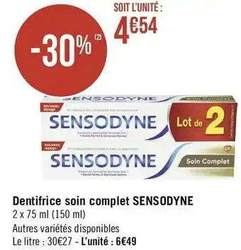 Géant Casino Sensodyne dentifrice soin complet offre