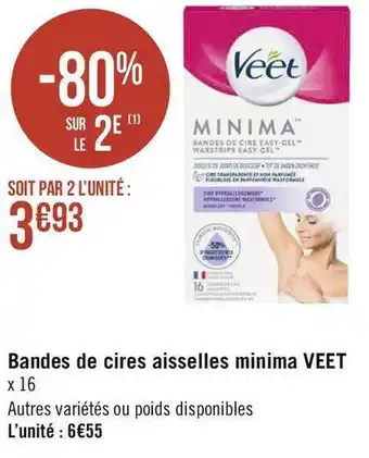 Géant Casino Veet bandes de cires aisselles minima offre