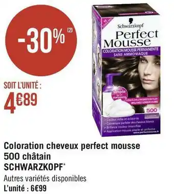 Schwarzkopf coloration cheveux perfect mousse 500 châtain *