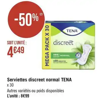 Géant Casino Tena serviettes discreet normal offre