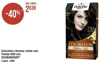 Géant Casino Schwarzkopf coloration cheveux crème soin palette 900 noir* offre