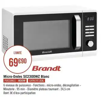 Géant Casino Brandt micro-ondes se2300wz blanc offre