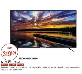 Géant Casino Schneider tv led 50’’ (127 cm) offre