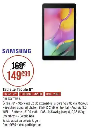 Géant Casino Samsung tablette tactile 8” offre