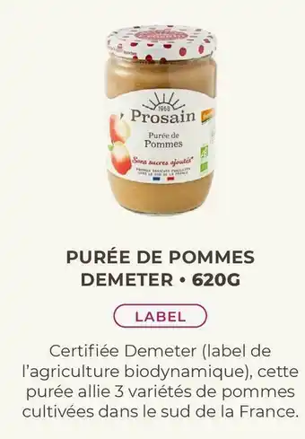 Prosain bon plan sur la purée de pommes demeter de la marque prosain