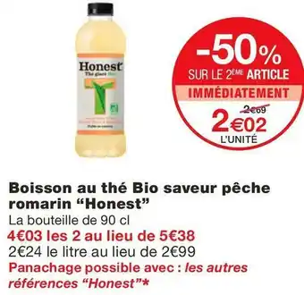 Monoprix Honest boisson au thé bio saveur pêche romarin offre