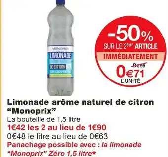 Monoprix Monoprix limonade arôme naturel de citron offre