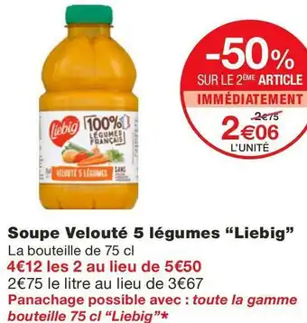 Monoprix Liebig soupe velouté 5 légumes offre
