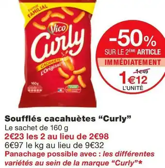 Monoprix Curly soufflés cacahuètes offre